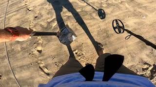 old  Mexican  coin in the sand metal detecting