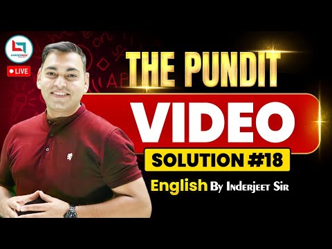 The Pundit Video Solution #18 | English | English by Inderjeet Sir   @CareerwillTestSeries  ​