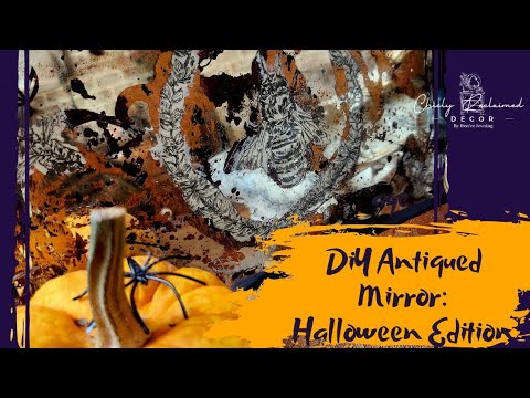 🎃Spooky Mirror Makeover: Antiqued Mirror & Decoupage/ Crafty Halloween Decor: Looking Glass Mirror