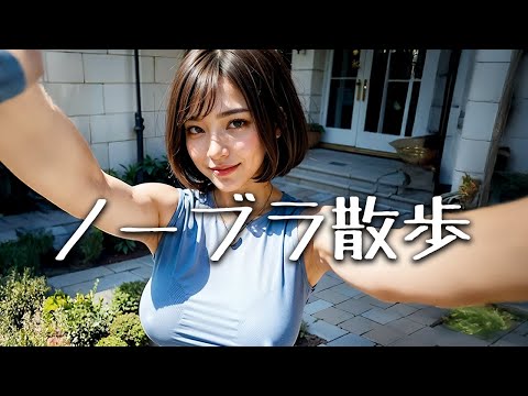 【ノーブラ散歩】下着を付けずにオシャレな街をお散歩してみたら...
