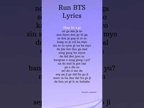 BTS-"Run BTS" Suga rap Lyrics #suga #bts #lyrics #song #shorts