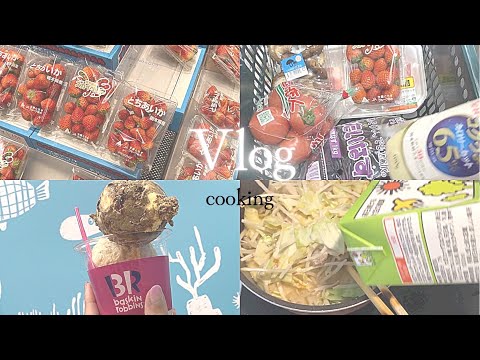 【Vlog】食材買いに🍅🍆🍓/簡単豆乳スープ作った🥬