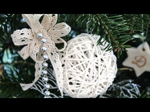 Christmas tree yarn & twine globes ornaments | DIY Christmas decorations