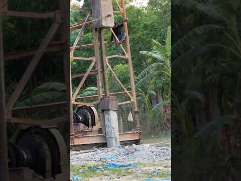 Precast pile driving by impact hammer