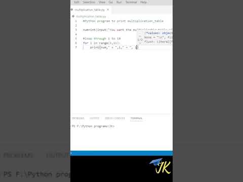 Python program 2 write multiplication table#pythonforbeginners#pythonbeginner#python #pythonprojects