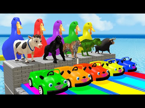 Long Slide Game With Cow Elephant Gorilla Hippopotamus Tiger 3d Animal Game Funny 3d Animals