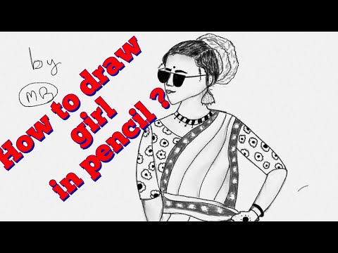 "How to draw girl in pencil"- Stylish indian traditional girl in saree #mrart