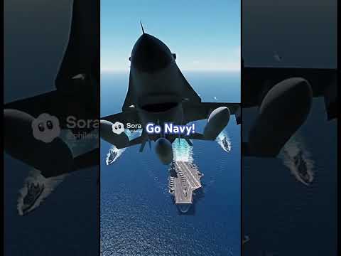 US Navy F-16 flying over aircraft carrier