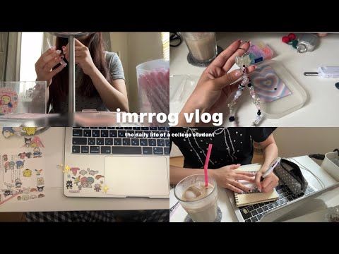 VLOG:大学生の日常、予定を立ててテスト勉強する日📁💁🏻、スマホチェーン作り、新しいシール🆕最近のスキンケア🎀