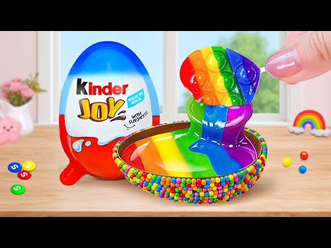 Kinder Joy Chocolate vs POP IT 🍭Miniature Rainbow Cake Decorating Ideas