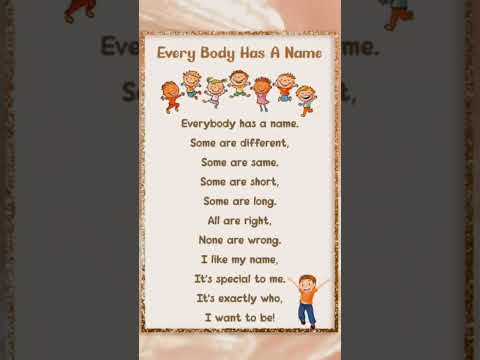 Everybody has a Name #kidsselflove  #name #kidsname #poemsforkids #iamspecial #kidfriendly