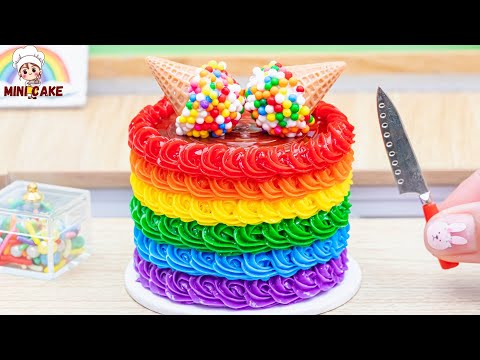 Amazing Miniature Sprinkles Rainbow Buttercream Cake Decorating 🌈 Best Of Mini Cake Making