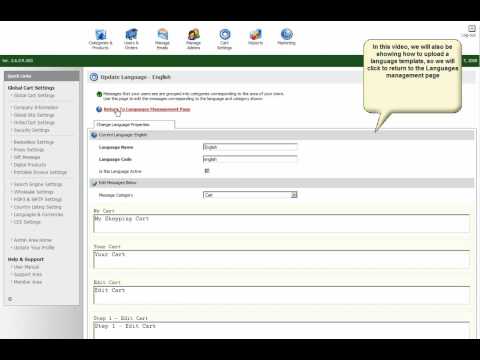 Editing your languages in Pinnaclecart