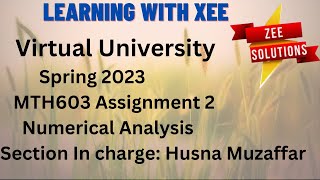MTH603 Assignment 2 spring 2023 Virtual University of Pakistan