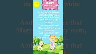 Mary Had A Little Lamb || English Poem For Kids