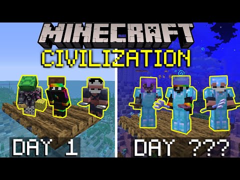 100 Players Simulate Civilization for 100 Days on the WATER RISING Minecraft SMP