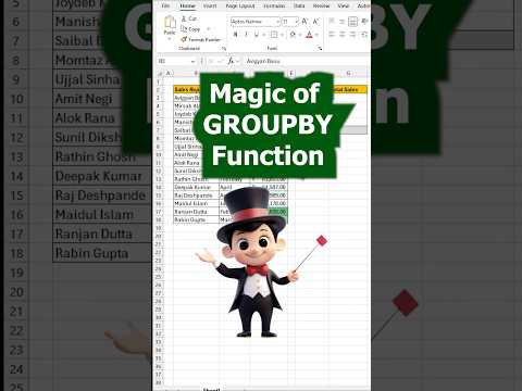 GROUPBY in Excel Explained in 60 Seconds💯 #excelshorts #ytshorts