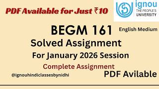 BEGM-161 English Solved Assignment For January 2026 | Complete IGNOU Assignment PDF | #begm161