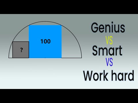 What's the area of gray square? | Genius vs Smart vs Work hard.