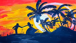 Acrilic Painting  🎨 MOONLIGHT 🎨| How to Draw | Magic Paintings | Relaxing Music