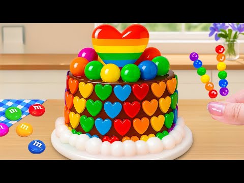 DIY Chocolate Rainbow Heart Cake 🍰 Satisfying Miniature Cake Decorating 🌈 Cake In Wonderland