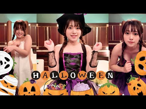 【ノーパンノーブラ】タオル一枚で隠しながらハロウィンコスプレに生着替え🎃✨️