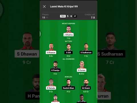 GT VS PBKS IPL MATCH NO 18 DREAM 11 PREDATION GL AND H2H