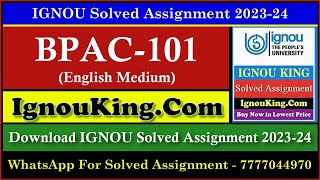BPAC 101 (English Medium) IGNOU Solved Assignment 2023-24 (Exam Session : June 2024, Dec 2024)