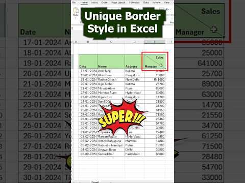 Unique border style in excel 🔥#excel #excelshorts #ytshorts #shorts