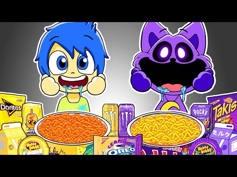 Poppyplay Time vs Inside Out Mukbang SPICY NOODLES, ICECREAM & HOT SNACK 🍕 ASMR | Tastytoon
