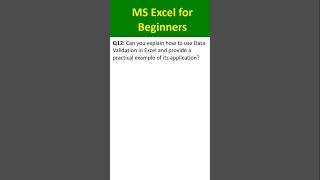 Q12: How to Use Data Validation in Excel #datavalidation #excelinterviewquestionsandanswers #excel
