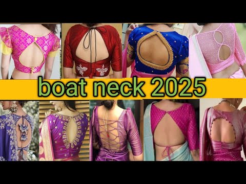 boat neck blouse designs/ boat neck designs 🤩 / blouse boat neck designs front and back