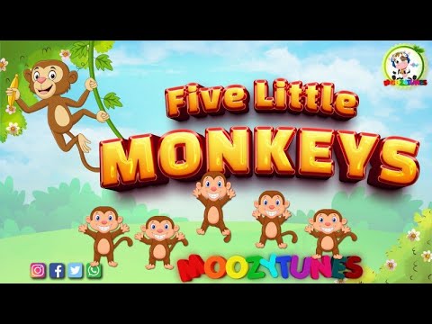 Five Little Monkeys | Nursery Rhymes #moozytunes #fivelittlemonkeys #learning #funny #monkeys