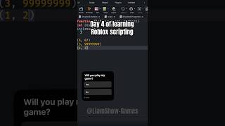 Day 4 of learning Roblox scripting #liamshow #roblox #robloxscripting  #robloxcoding #shorts