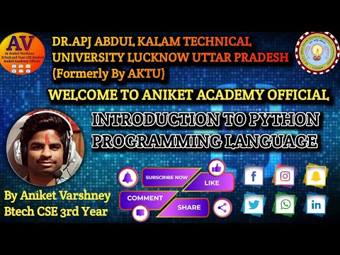 🔥🔥Introduction to Python Programming Language Video Lecture Part 1🔥🔥@ErAniketVarshney12848