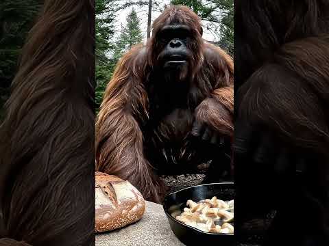 Bigfoot cooks mushrooms on sourdough bread. Bigfoot vlog. #bigfoot #cooking
