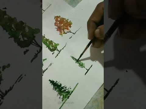 Draw trees with me🌲#rendering #watercolours #landscape