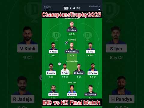 IND vs NZ Dream11 Team | IND vs NZ Dream11 Prediction #championstrophy2025 #INDvsNZ #shorts #dream11