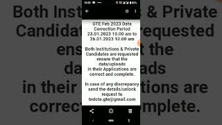 GTE FEB 2023 APPLICATION DATA CORRECTION ANNOUNCED