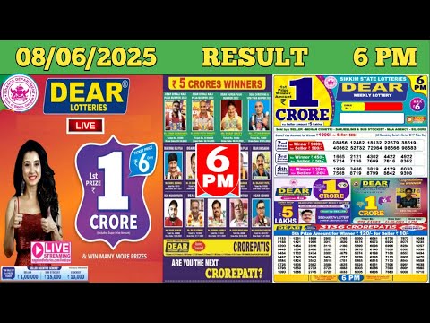 DEAR LOTTERY SAMBAD DAY 6 PM RESULT TODAY LIVE DRAW ON 08.06.2025 SIKKIM SUNDAY
