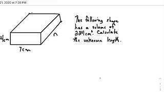 Math 8 - unknown sides with volume