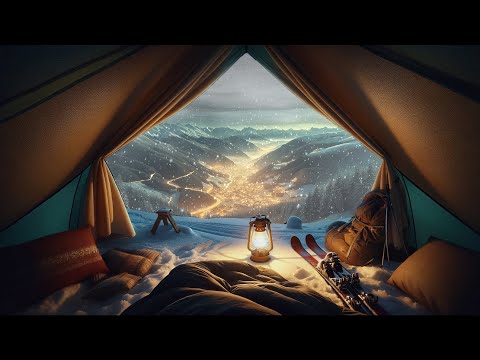 Winter Camping Bliss: 4K Mountain Snow Ambience❄️