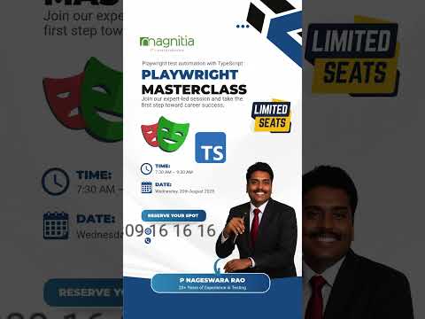 Playwright Test Automation  P Nageswara Rao | 20 August | Reserve your spot now!