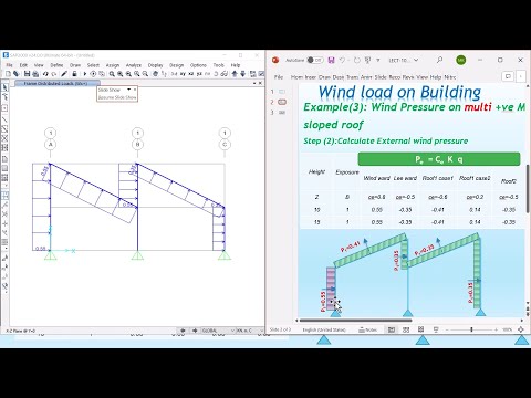 LECT 12 Example5 Wind Pressure on multi -ve Mono sloped roof & solved with SAP2000