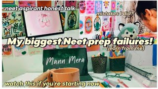 My biggest NEET prep failures 😣|Mistakes every aspirant makes 😑🩺|NEET 2026🎀|