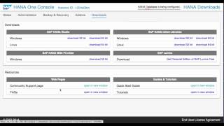 Part 3 - SAP HANA One Rev80 - HANA Database setup + console overview