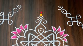 Easy border rangoli designs | Friday rangoli | Simple rangoli with side border designs | Lotus kolam