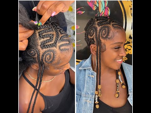 My Client Asked For The Trending Braided Bald Head Style w A twist | Full Tutorial Stitch Braids