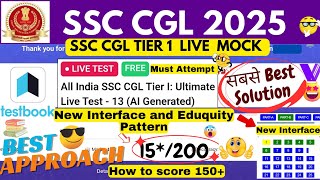 All India SSC CGL Tier 1 Ultimate Live Test 13 Solution | Testbook Live Mock Solution | SSC CGL 2025