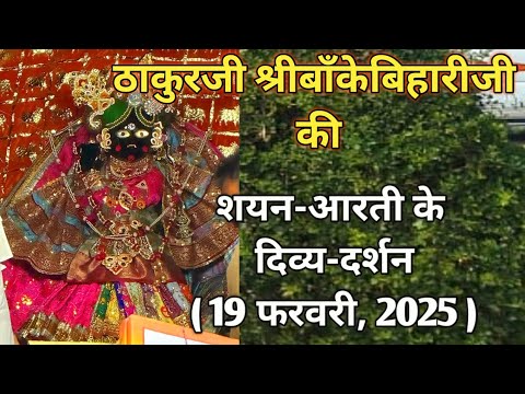 ⚜️श्रीबाँकेबिहारीजी की शयन-आरती के दर्शन ||[19फरवरी, 2025]⚜️🌺 #youtube#radha#laddugopal#bankebihari🌺